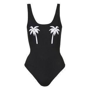 Palm Tree Mesh Black Bodysuit